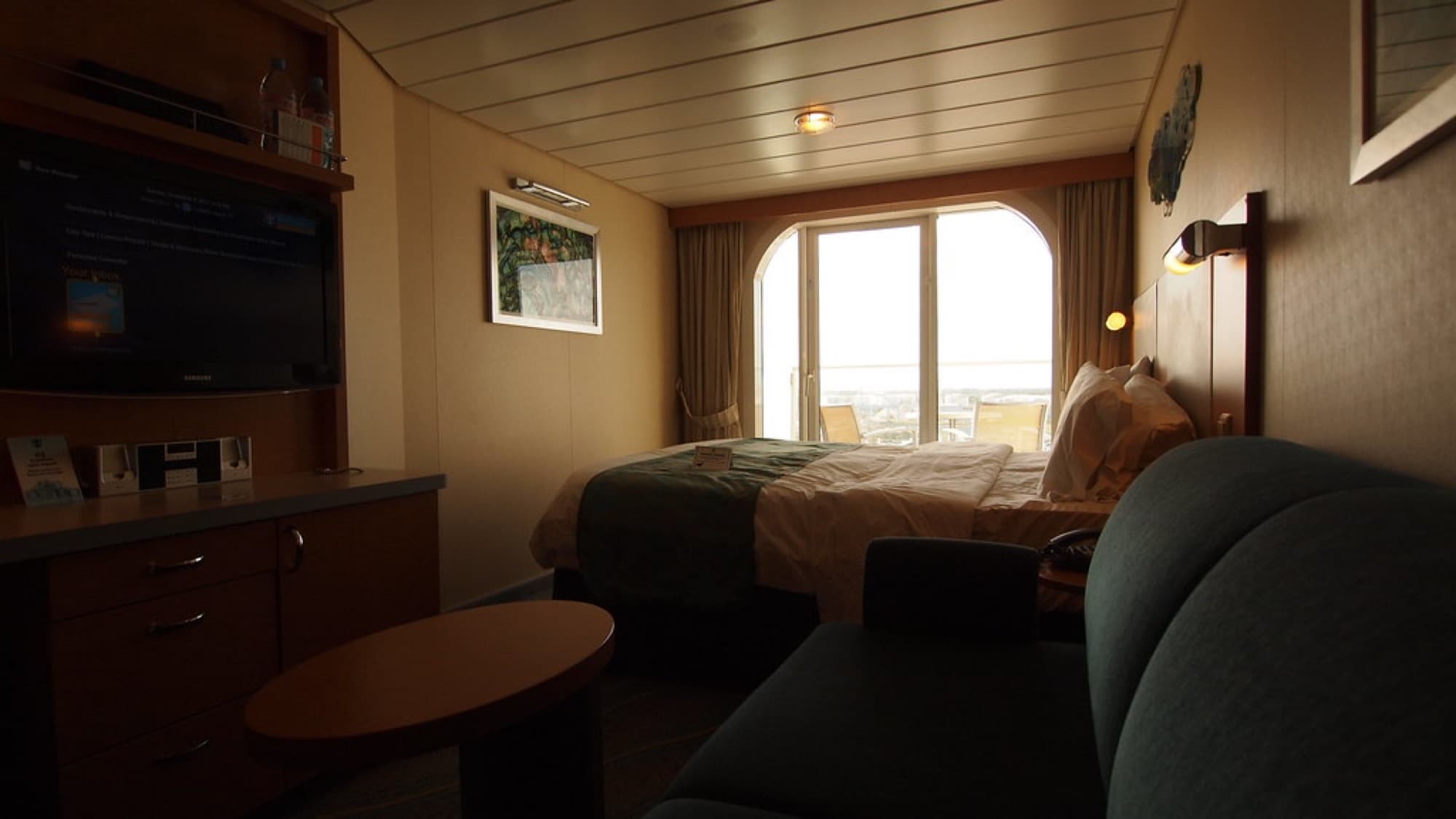 Balcony stateroom overlooking the sea