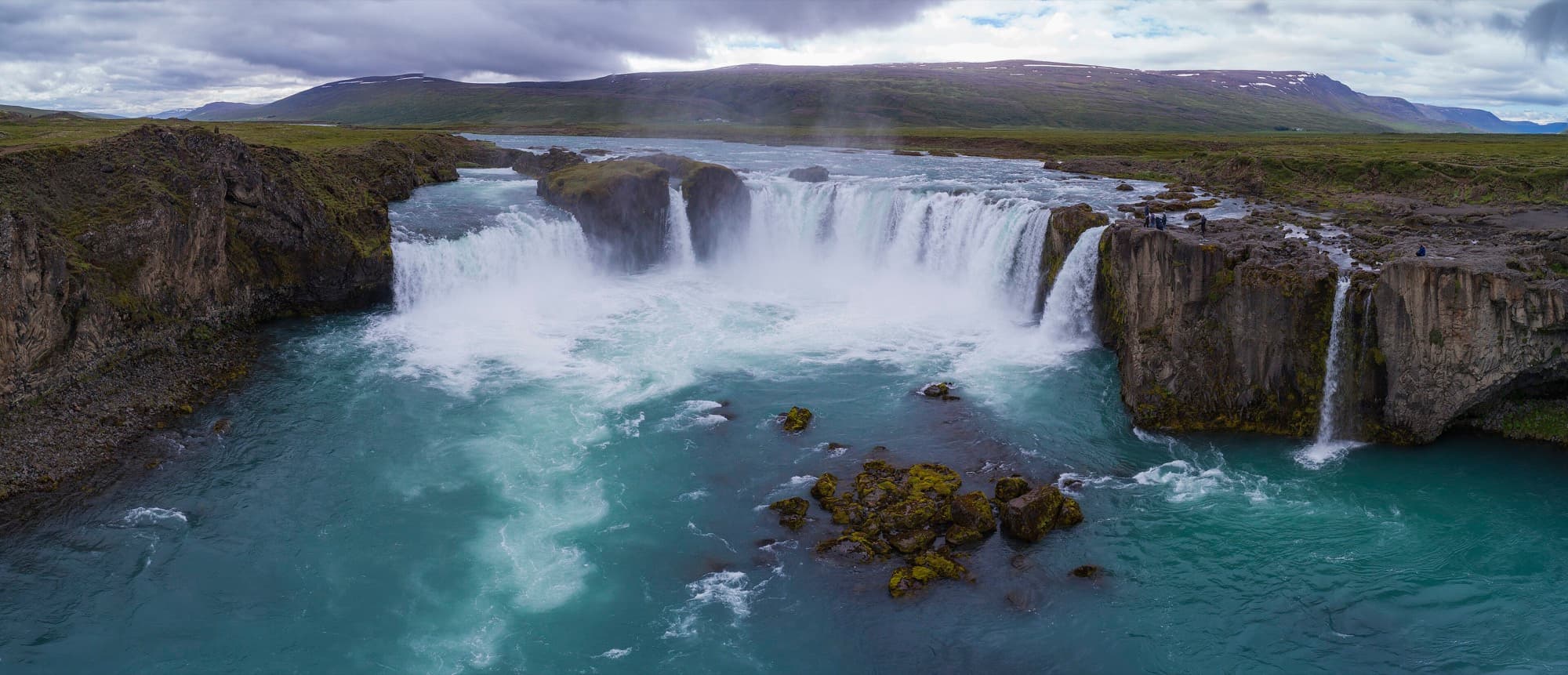 Goðafoss thundering under the midnight sun